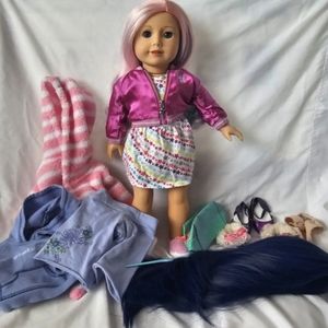 American Girl 88 Truly Me Doll Blue Eyes Pastel Multicolor Hair + CLOTHES +  WIG